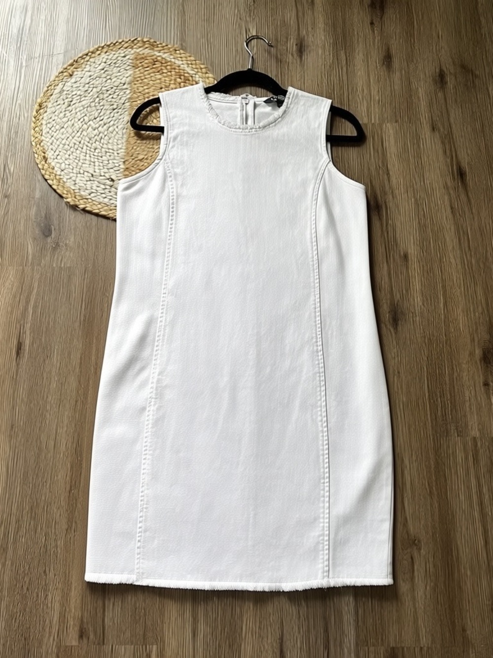Ralph Lauren Raw Hem White Sleeveless Denim Dress Size 14W NWT